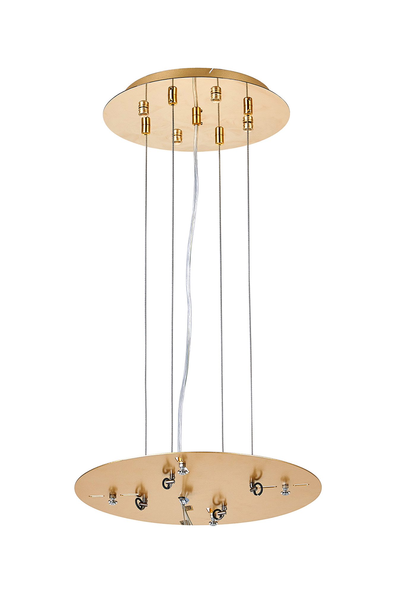 D0932FG/GO  Lowan 310mm, 3m Suspension Plate c/w Power Cable To Lower Flush Fittings, French & Painted Gold Max Load 40kg (ONLY TESTED FOR OUR RANGE OF PRODUCTS)